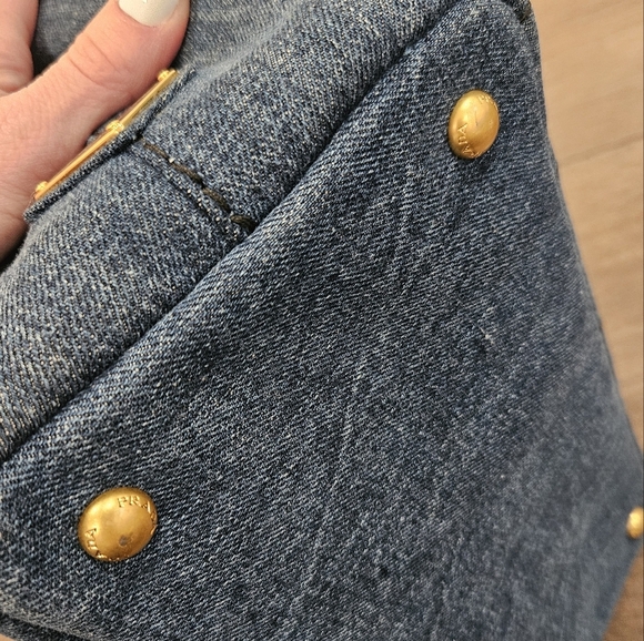 PRADA Blue Denim Mini Canapa Tote Bag + Strap - Picture 7 of 16